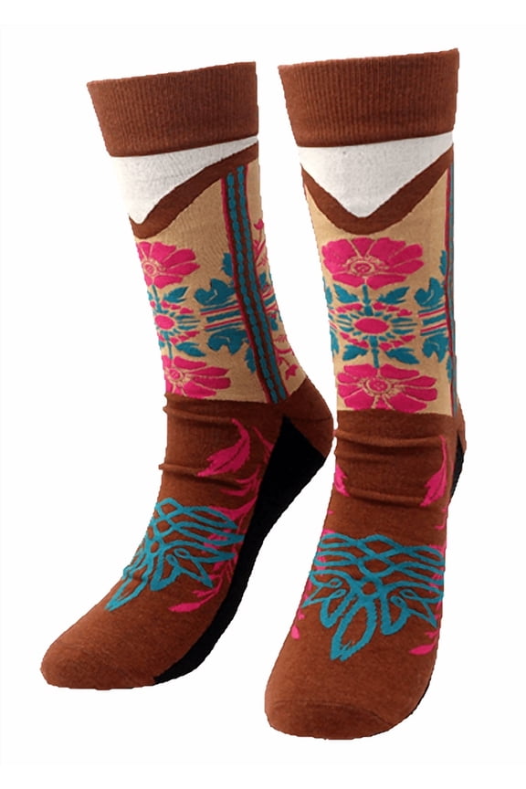 Flower Cowboy Boot Knit Sock