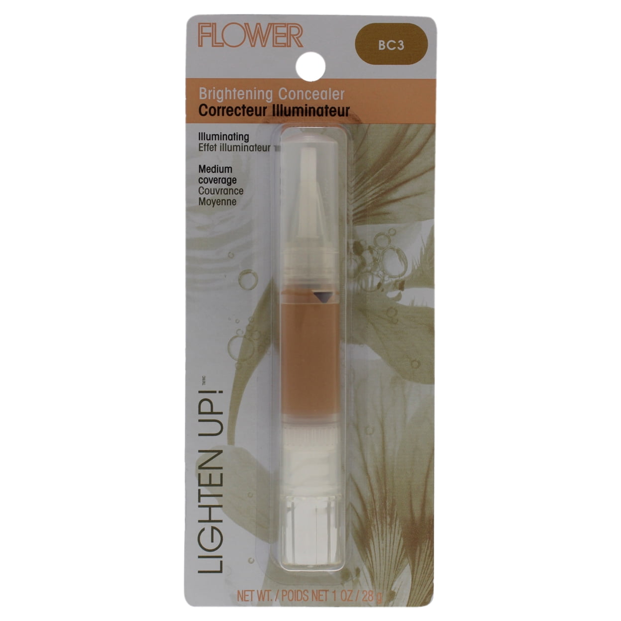 FLOWER Lighten Up! Brightening Concealer Click Pen, BC3, 0.1 Oz.