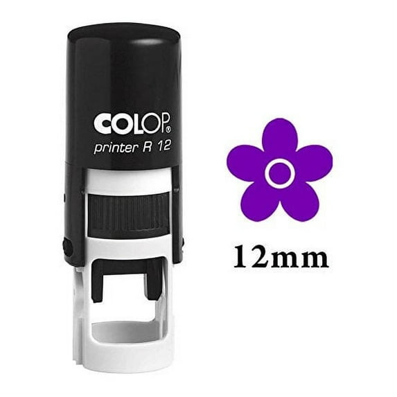 FLOWER Self Inking Mini Rubber Stamp Colop Round Decorative Teachers Stamps 12mm