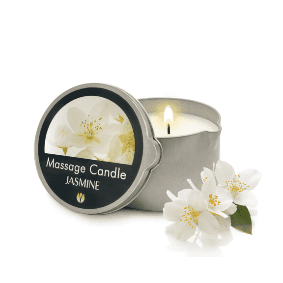 Flowerland Moisturizing Jasmine Massage Oil Candles for Lovemaking, Couple & Home Spa, 6.76 Oz
