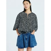 Scoop Women's Flowy Cotton Blouse with Long Sleeves, Sizes XS-XXL