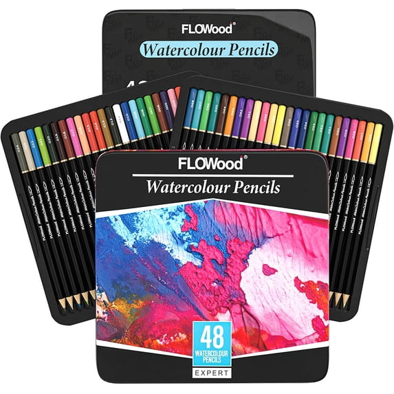 FLOWood 48 Count Water-soluble Premium Color Pencils, Art Supplies for Kids & Adults Drawing Sketching Crafting