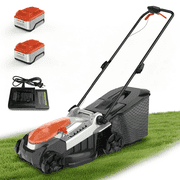 FLOYANT 18in Electric Lawn Mower，Lawn Mower with 6-Position Height Adjustment,Walk-Behind Push Mowers with 50L Grass Bag, 2 x 5.0Ah Batteries & Charger Included