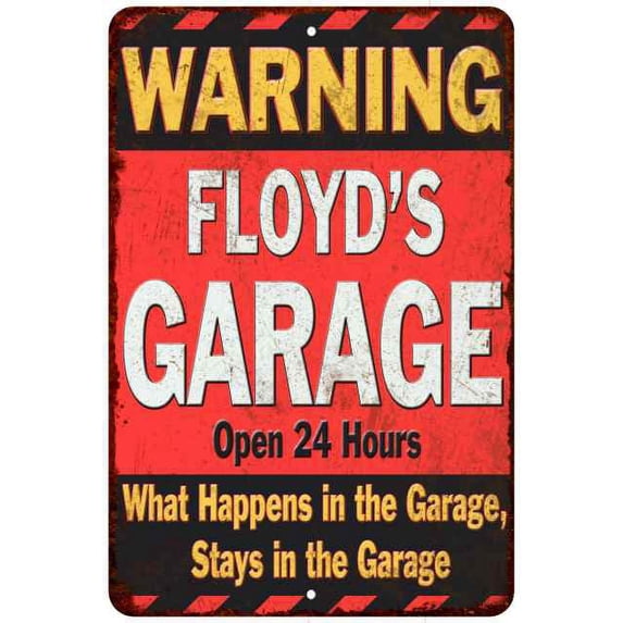 FLOYD'S Garage Warning Man Cave Wall Decor 16 x 24 Matte Finish Metal 116240030170