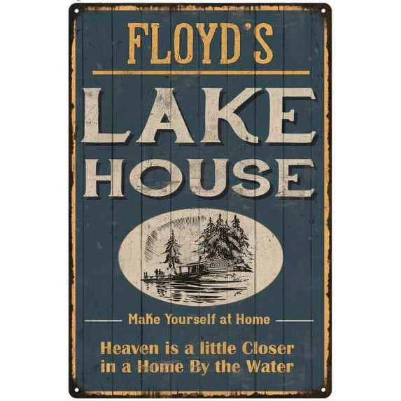 FLOYD'S Lake House Blue Cabin Home Decor Gift 12x18 Metal 112180038469