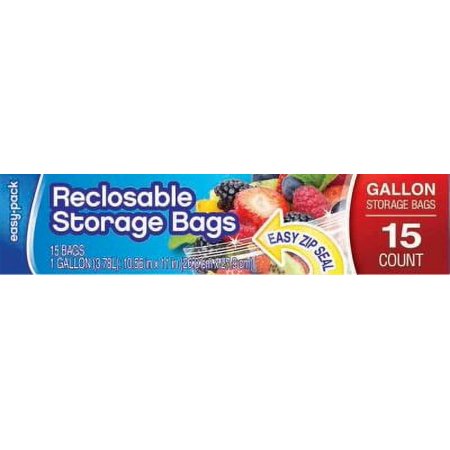 FLP Zip Top Food Storage Bag, Gallon, Reclosable Closure