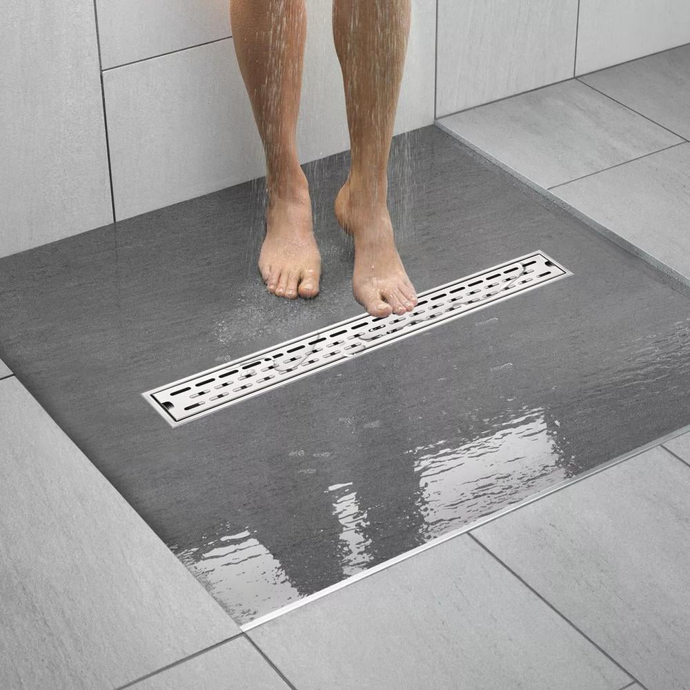 FLROHA 31-Inch Linear Shower Drain with Tile Insert Grate, Professional ...