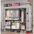 thumbnail image 1 of FLROHA Folding Garment Rack Heavy Duty Clothes Rack with Fabric Cover Portable Closet Metal Clothing Rack for Bedroom Max Load 1102 LBS outgoing, 1 of 7