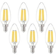 FLSNT 100W Equivalent Candelabra B11 LED Bulbs 5000K Daylight, Dimmable LED Chandelier Light Bulbs for Dining Room, Living Room, Porch, 800LM, E12 Base, 6 Pack