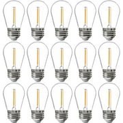 FLSNT 15 Pack Outdoor LED Replacement Bulbs for String Light, S14 LED Hanging Light Bulbs for Patio, Garden, E26 Base, 2200K Warm White, Non-Dimmable