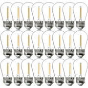 FLSNT 24 Pack S14 Edison LED Bulbs for Outdoor String Lights, Waterproof 1W Replacement Light Bulbs, 2200K Warm White, CRI80+, Non-Dimmable, E26 Base