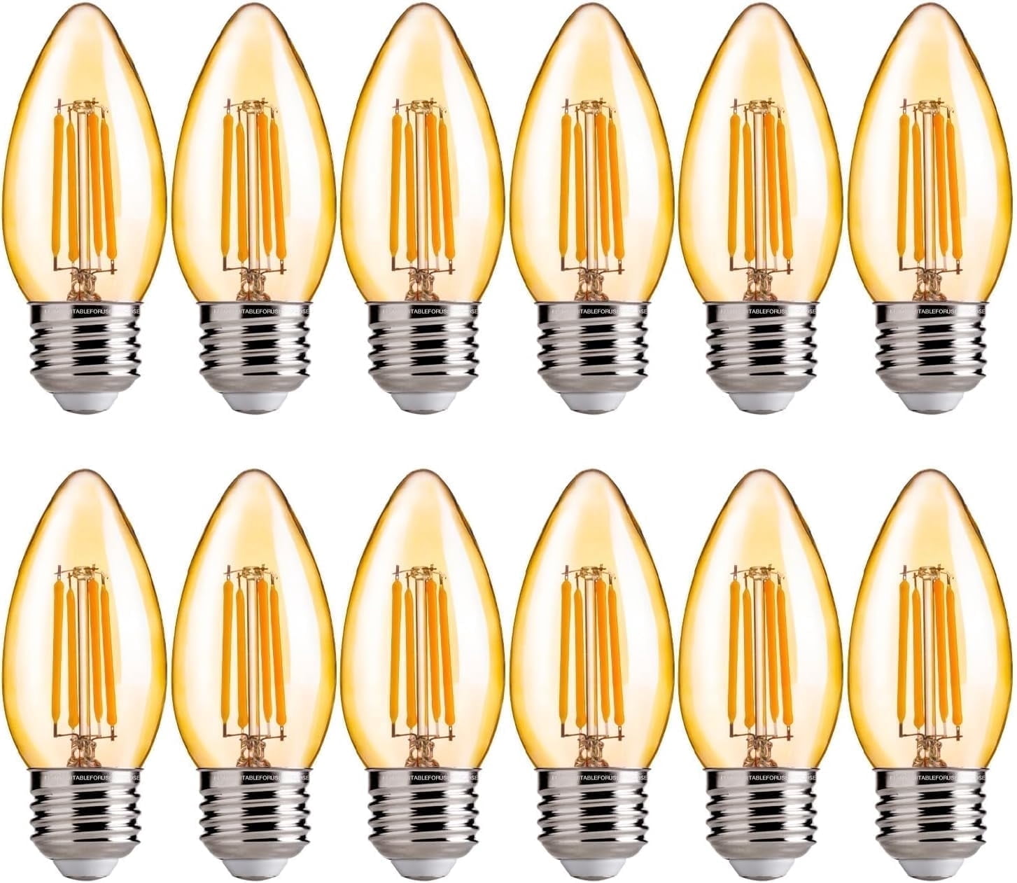 40W Equivalent B11 LED Chandelier Light Bulbs, Dimmable Amber LED E26 ...