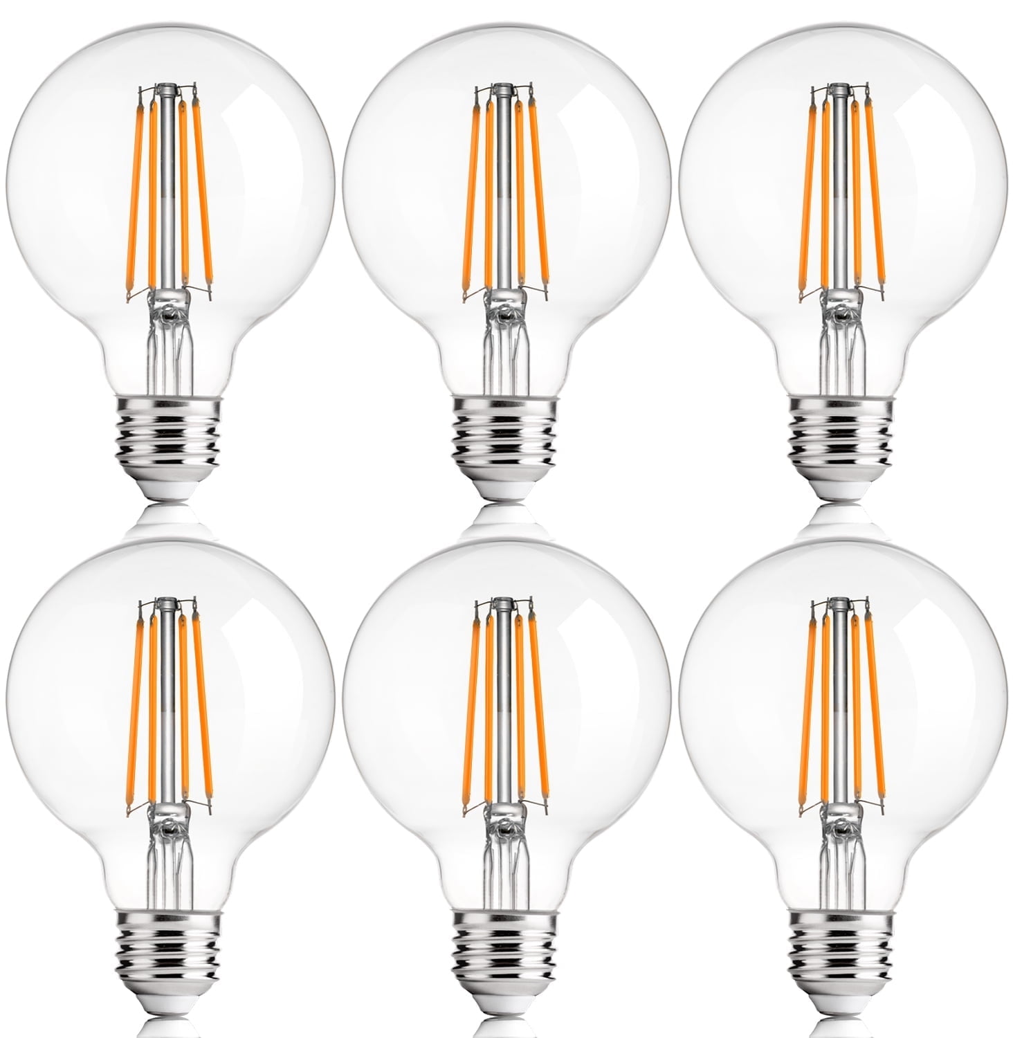 LUZIXIBO 6 Pack G25 LED Globe Edison Bulbs for Bathroom Vanity & Mirror Lighting, 2700K Soft White, CRI90+ Dimmable, 40W Equivalent, 400LM, E26 Base, Clear Glass Decorative Bulbs, UL Listed