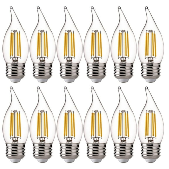 60 Watts Equivalent LED Chandelier Light Bulbs, Dimmable CA11 LED E26 Base Candelabra Bulbs, 2700K Soft White, 12 Pack