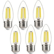 FLSNT 60W Equivalent LED Chandelier Light Bulbs, Dimmable LED B11 E26 Candelabra Base Bulbs, 3500K Natural White, 550LM, 6 Pack