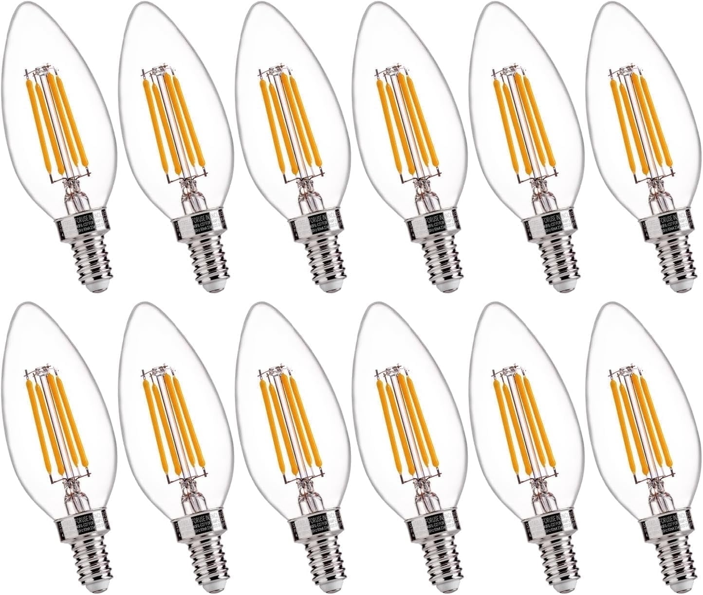 B11 E12 LED Candelabra Bulbs - 60W Equiv Dimmable, 2700K Warm White Indoor Candle Lights, Energy Saving (12-Pack)