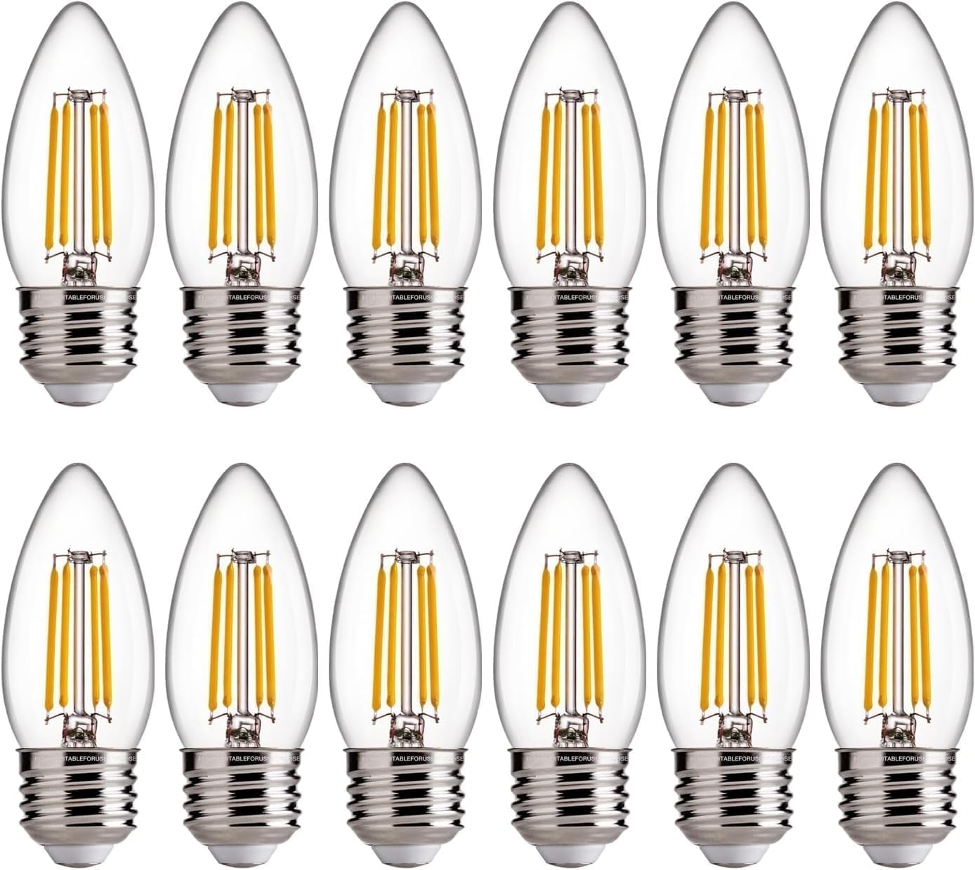 B11 E26 LED Candle Light Bulbs 60W Equivalent, Dimmable Decorative Bulbs, 2700K Soft White , 12 Pack (Energy Efficient)