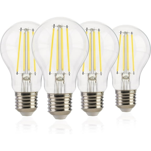 Dusk to Dawn Sensor A19 Light Bulb, Outdoor Auto On/Off, 7W LED (60W Equivalent), 800LM Daylight 5000K, Vintage Filament E26 Base, Energy-Efficient Photocell Lighting - 4 Pack