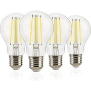 FLSNT Dusk to Dawn Sensor A19 Light Bulb, Outdoor Auto On/Off, 7W LED (60W Equivalent), 800LM Daylight 5000K, Vintage Filament E26 Base, Energy-Efficient Photocell Lighting - 4 Pack