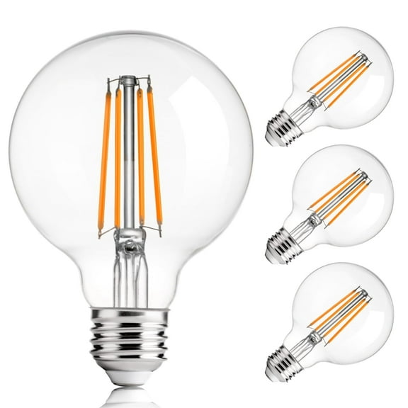 G25 LED Globe Edison Bulbs for Bathroom Vanity & Mirror Lighting, 2700K Soft White, CRI90+ Dimmable, 40W Equivalent, 400LM, E26 Base, Clear Glass Decorative Bulbs, UL Listed, 4 Pack
