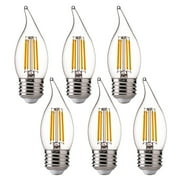 FLSNT LED 60 Watts Equivalent Chandelier Light Bulbs, CA11 Dimmable Filament Clear LED Candelabra Bulbs, E26 Medium Base, 2700K Soft White, 6 Pack