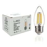 FLSNT LED Light Bulb 4.5W(60Watt Eqv.) B11 Candelabra Bulb E26 Base,Dimmable,Soft White, 12 Pack