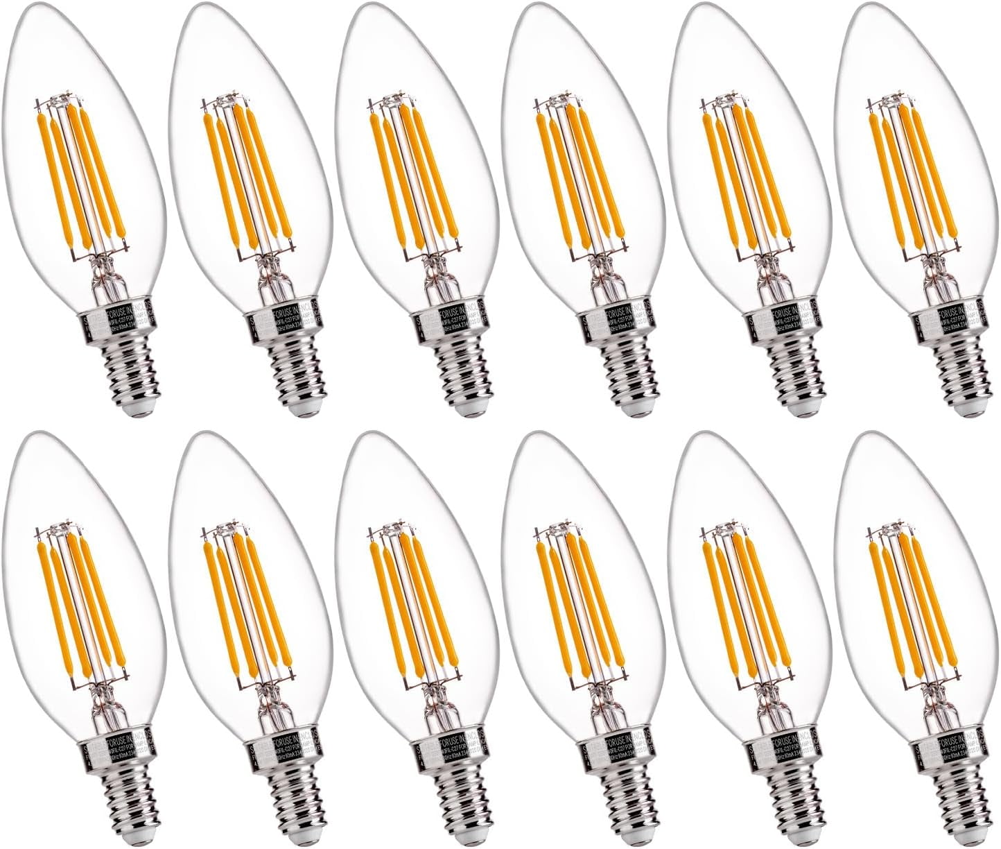 FLSNT LED Light Bulbs, Dimmable 60 Watts Eqv, Soft White, B11 E12 Base, 12-Pack