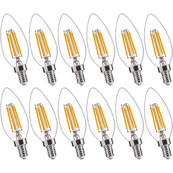 FLSNT LED Light Bulbs, Dimmable 60 Watts Eqv, Soft White, B11 E12 Base, 12-Pack