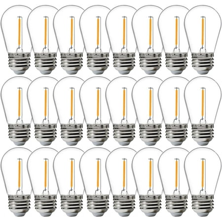 FLSNT Outdoor String Replacement, LED Light Bulb, Waterproof, Multi-Color, 1W S14, 24-Pack
