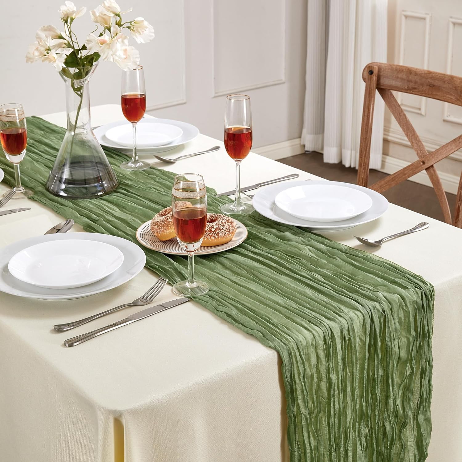 Cheesecloth Table Runner - 35x120 Inches, Boho Gauze Runner For Wedding, Birthday, Baby Shower (Pink)