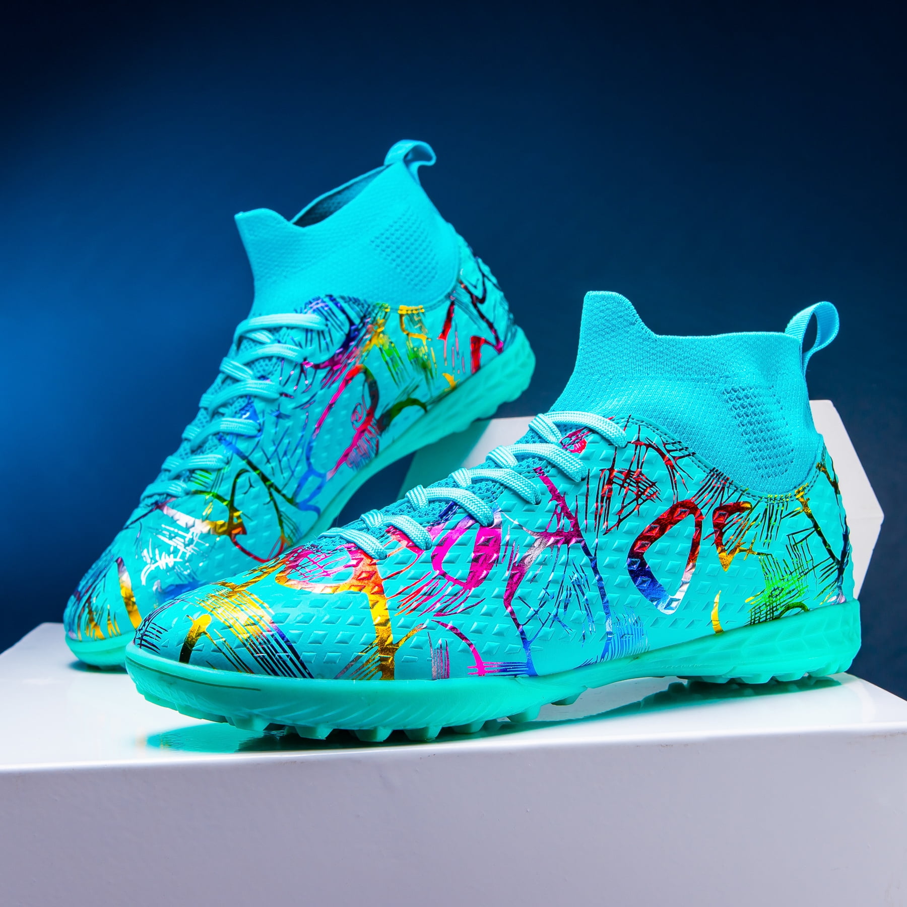 FLT Men's HighTop Soccer Cleats With Turf Studs Professional