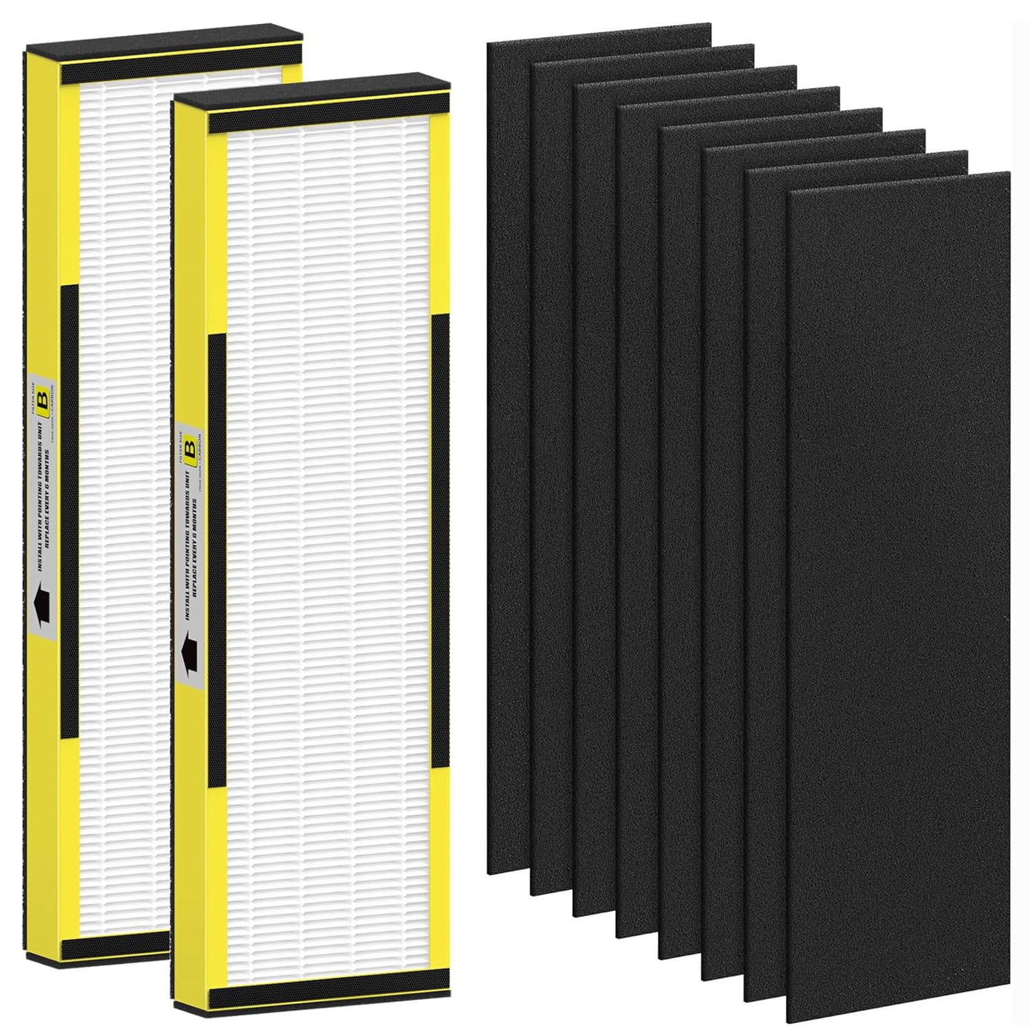 FLT4825 HEPA Filter B Replacement for Guardian Air Purifier Compatible with Guardian Air Purifier AC4825 AC4300 AC4800 AC4900 AC4850, 2 HEPA Filters and 8 Pre-Filters