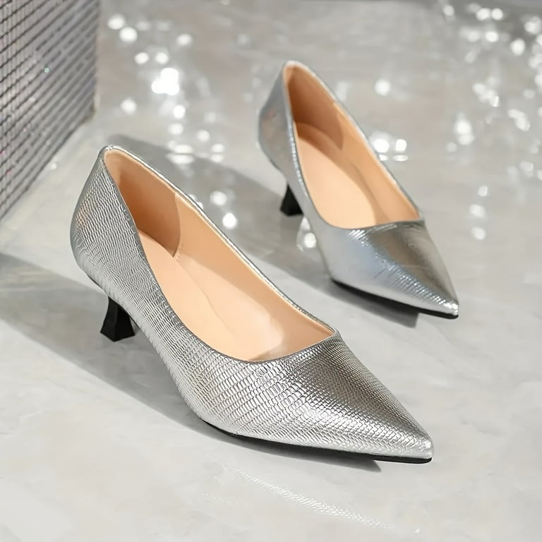 FLTHDD Chic Pointed Toe Kitten Heels Easy Slip On Versatile Style for Work and Parties Comfortable Fit in Elegant Solid Colors