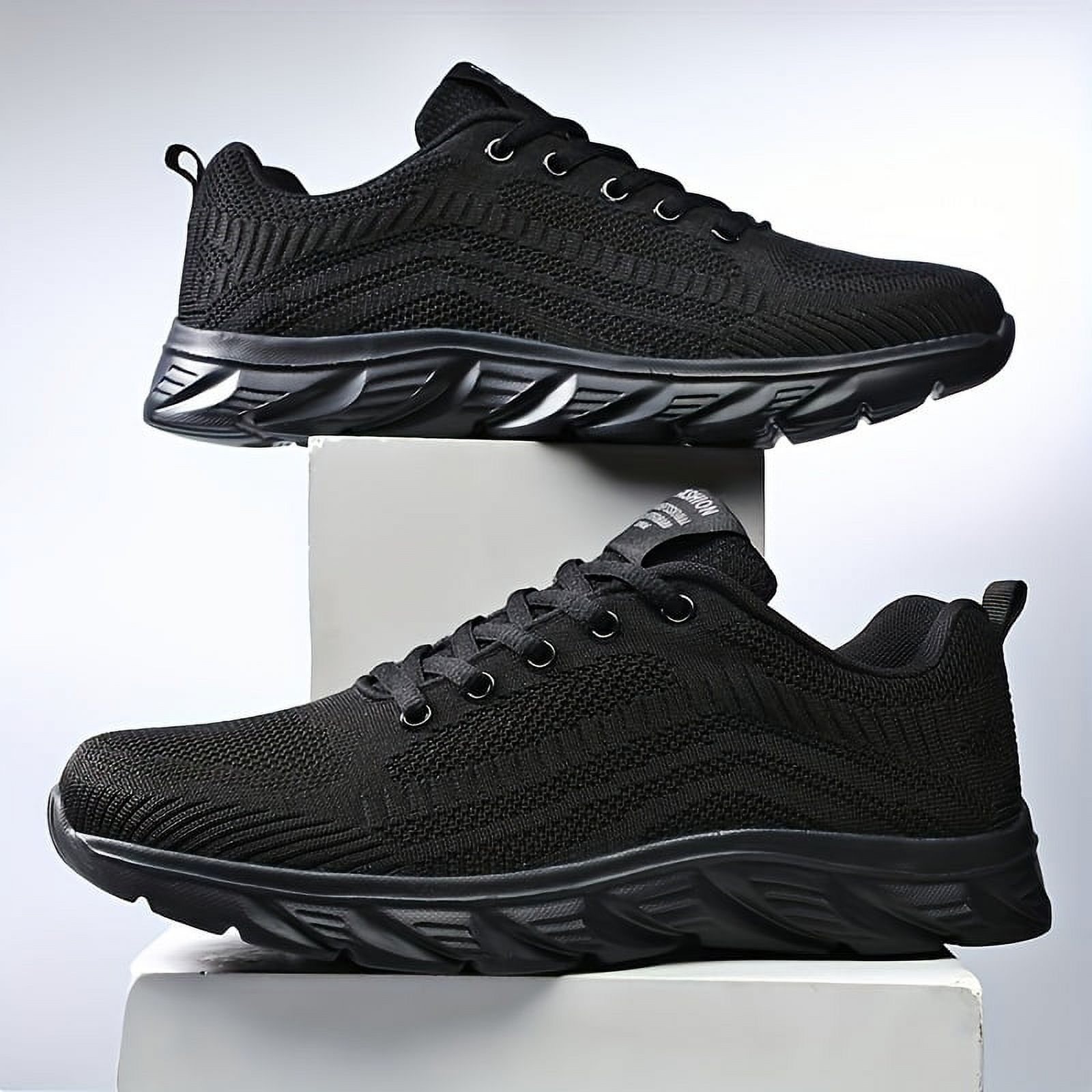 FLTHDD Men‘s Solid Colour Breathable Running Shoes Comfy Non Slip Lace