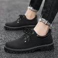 thumbnail image 1 of FLTHDD Men‘s Solid Colour Low Top Boots  Comfy Non Slip Lace Up Durable Business Style Formal Shoes For Men‘s Outdoor Activities Gift, 1 of 6