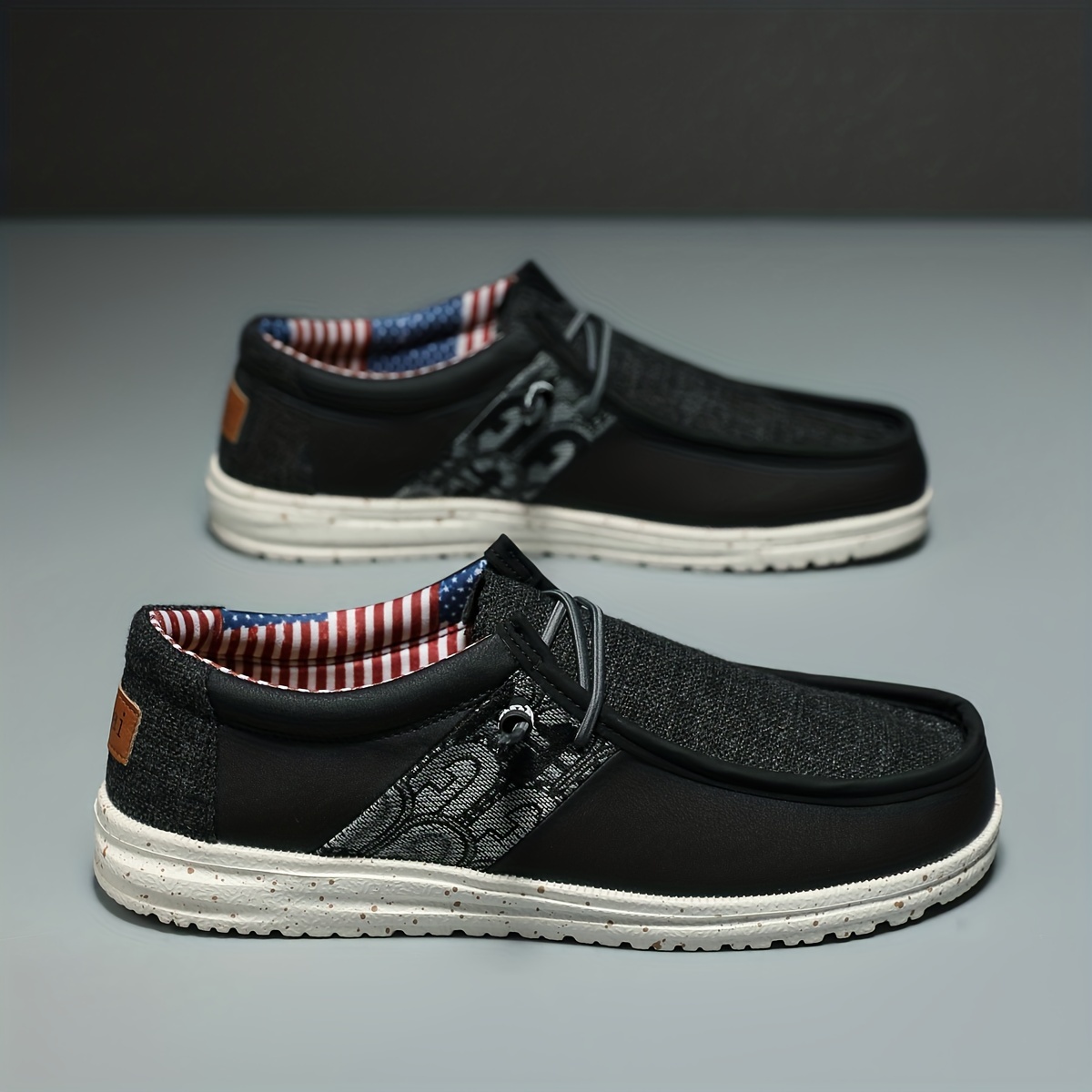 FLTHDD PLUS SIZE Men‘s Solid Casual Loafers With Elastic Laces Decor