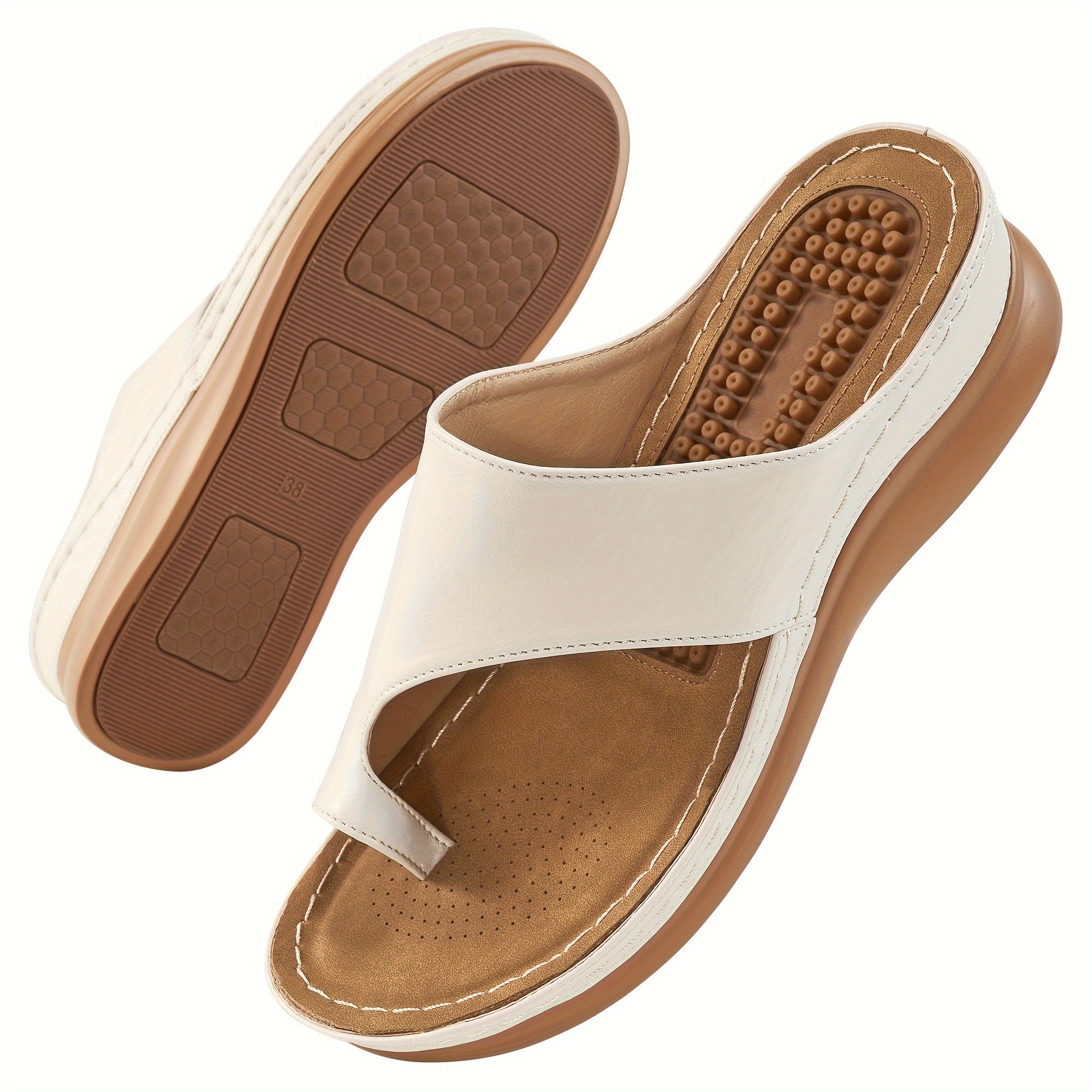 FLTHDD Women‘s Arch Support Slide Sandals With Massage Granules Non