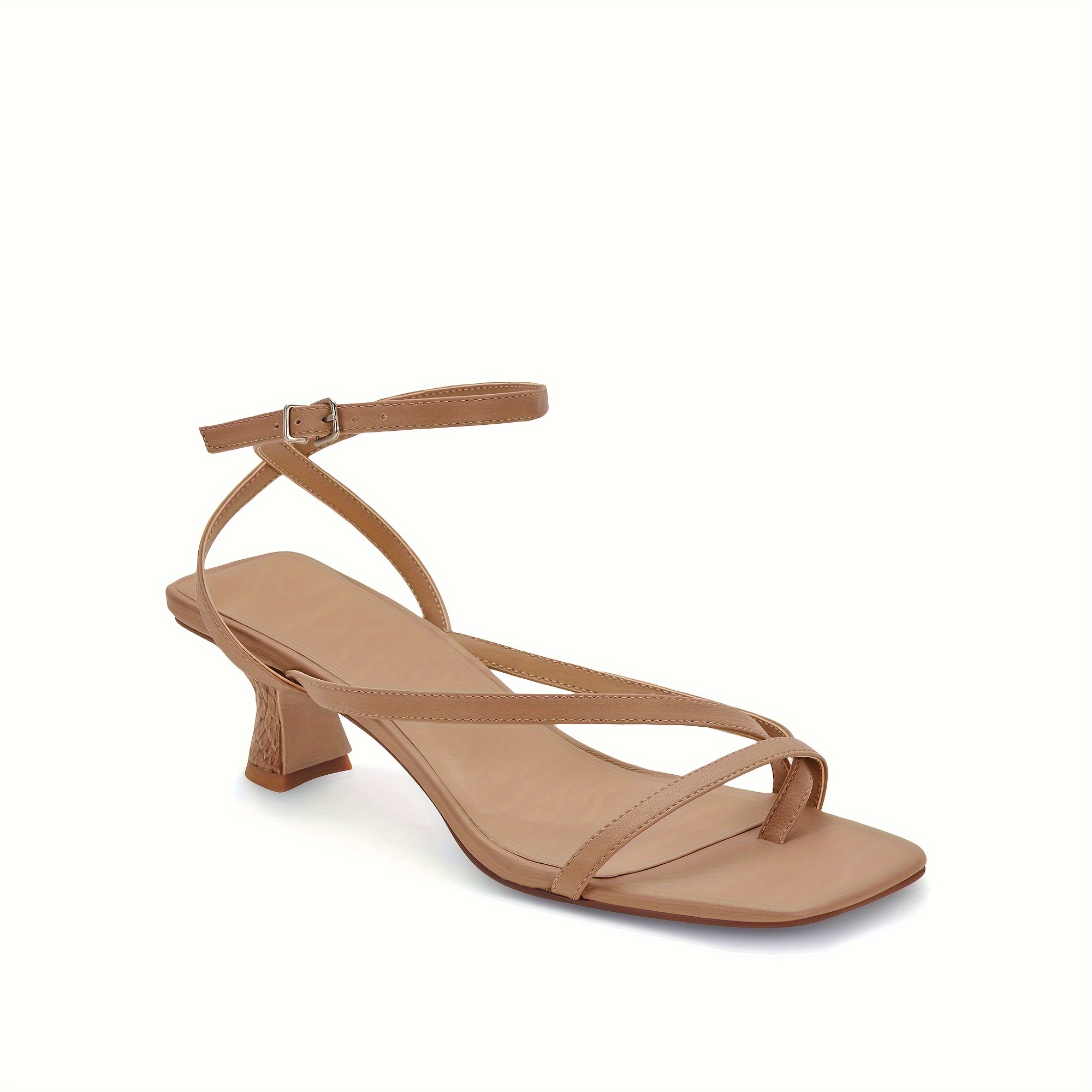 FLTHDD Women‘s Lace Up Sandals Kitten Heel Open Toe Suspender Ankle