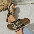 FLTHDD Women‘s Leopard Print Sandals Platform Slip On Soft Sole Double
