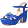FLTHDD Women‘s Platform Heels Sandals Ankle Strap Block Chunky Heel