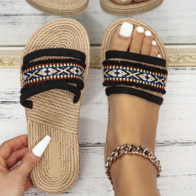 FLTHDD Women‘s Simple Slide Sandals Casual Open Toe Flat Summer Shoes