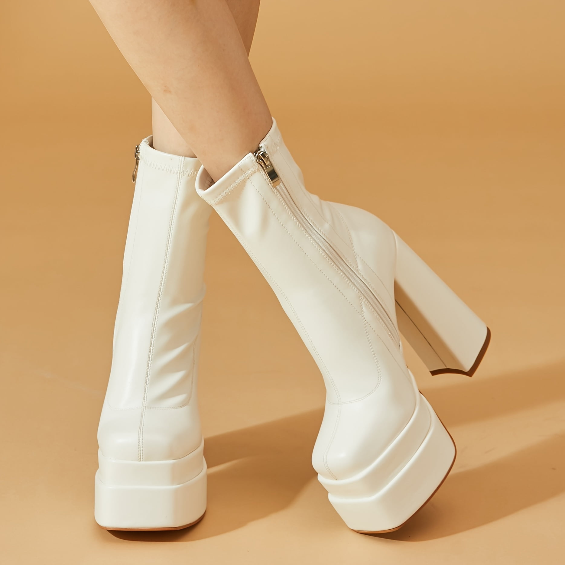 FLTHDD Womens Dress Boots Platform Chunky Heel High Heels Ankle Boots