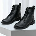 FLTHDD Womens Fashion Combat Booties Stylish Low Heel LaceUp Design