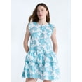 thumbnail image 1 of Free Assembly Women's Button Front Cotton Mini Dress with Flutter Sleeves, Sizes XS-XXL, 1 of 5