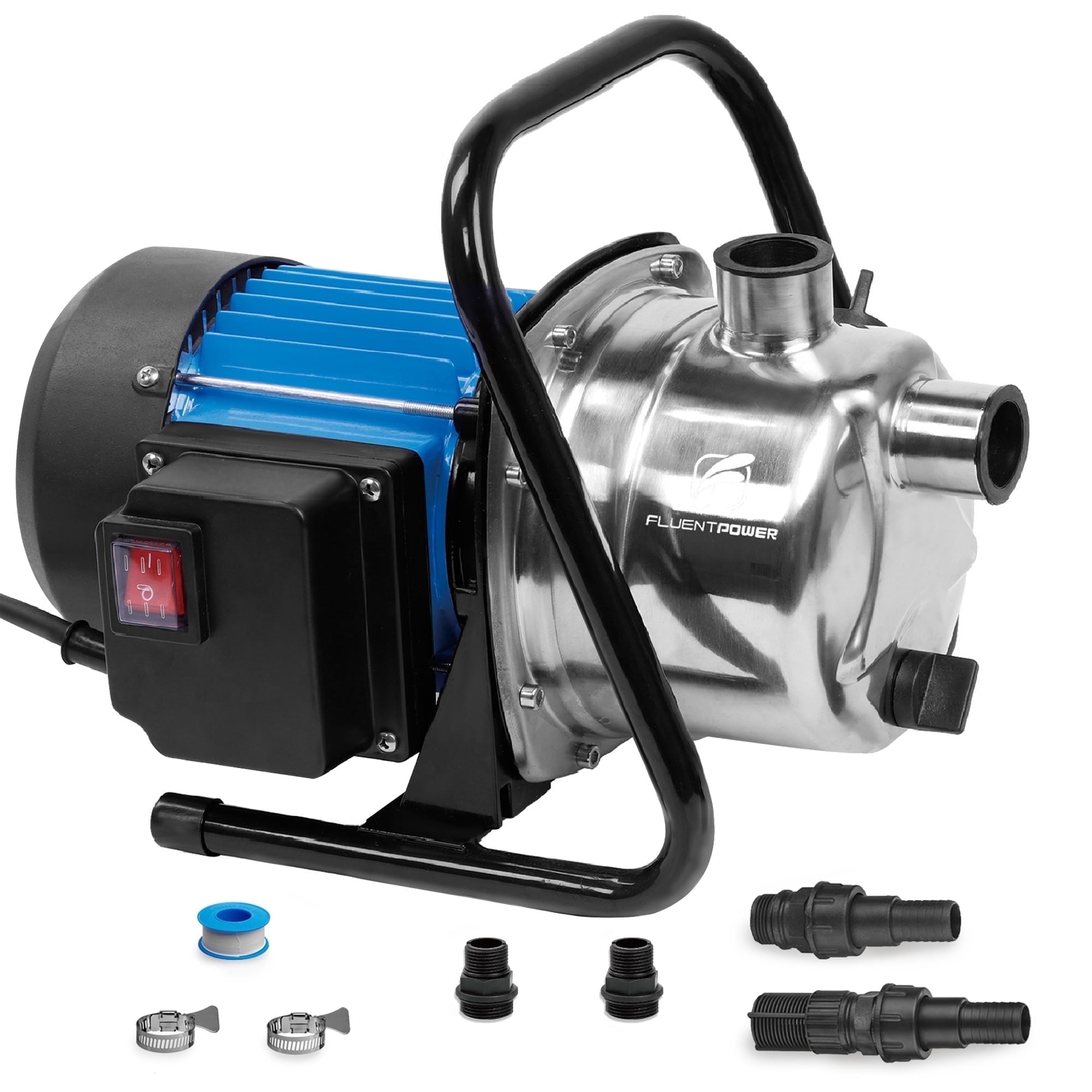 FLUENTPOWER 1HP Portable Stainless Steel Sprinkler Booster Pump, Electric Shallow Well Pressure Pump for Home Garden Lawn Irrigation and Water Transfer, with 1" NPT Female Thread