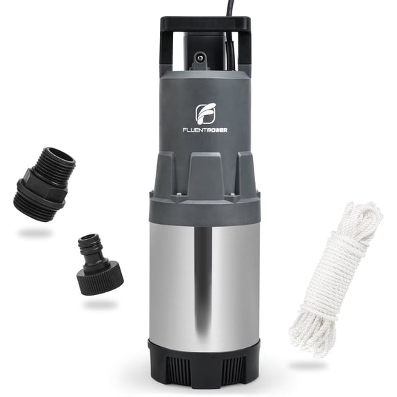 FLUENTPOWER Deep Well Submersible Water Pump, 1.5HP 1700GPH, 147' Head, Automatic On/Off Water Pump with 49ft Cord, Stainless Steel, for Garden Home Watering and Farmland Irrigation