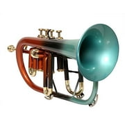 FLUGEL HORN 4 VALVE Green Orange Bb PITCH Hard case And Mouthpiece
