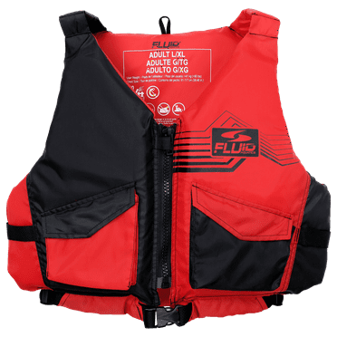 FLUID Adult Paddling Life Jacket and Vest, Unisex, Dual Size L/XL, Red