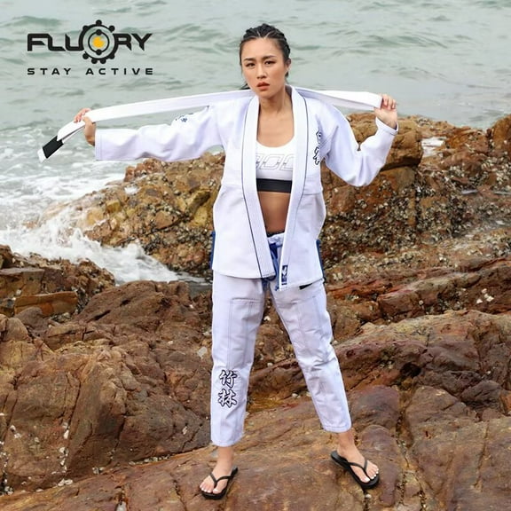 FLUORY Adult All Around Brazilian Jiu Jitsu BJJ Gi no Belt Crane Embroidery