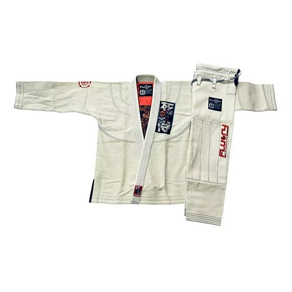 FLUORY Adult All Around Brazilian Jiu Jitsu BJJ Gi with Text Embroidery no Belt